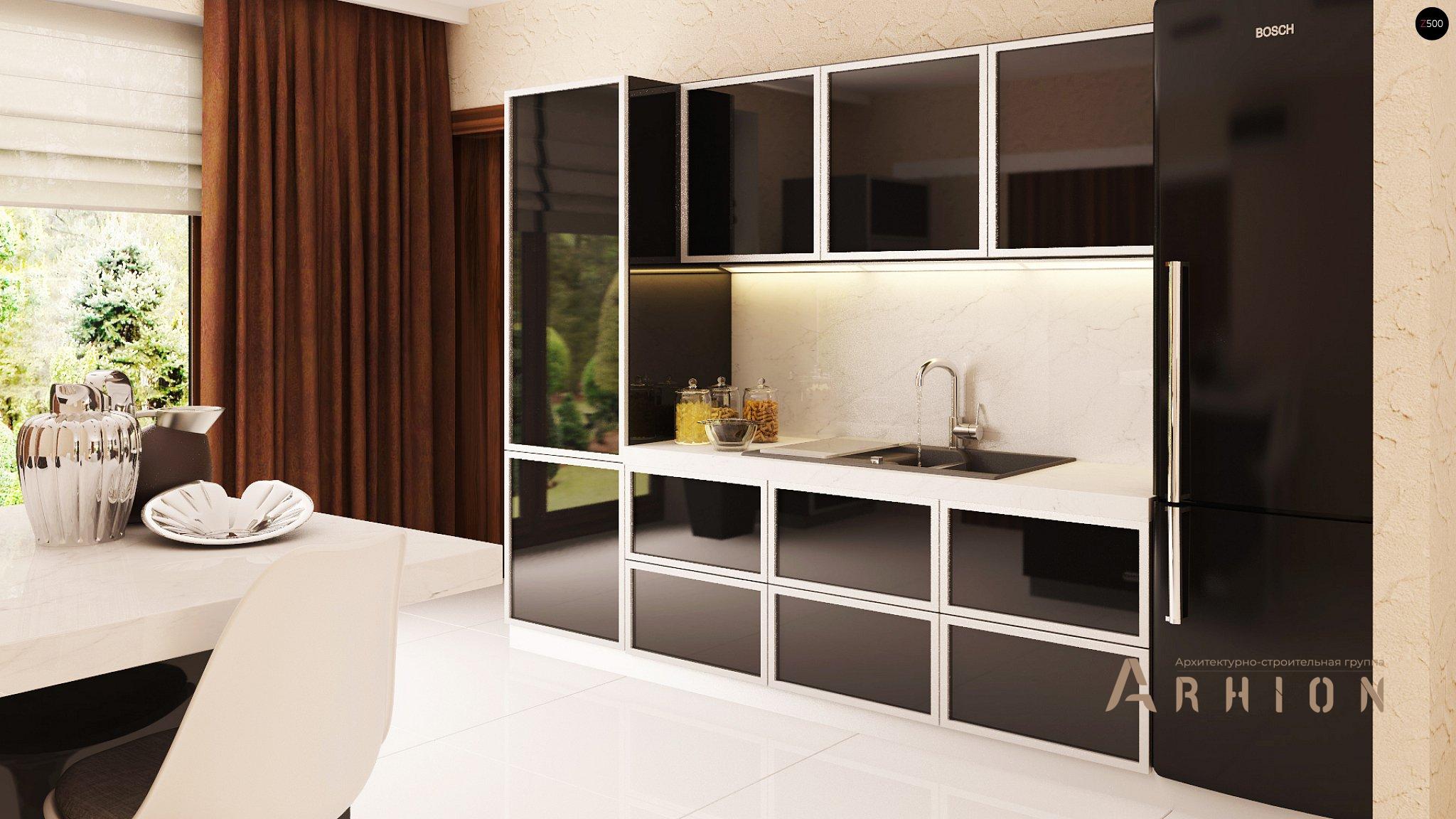 5. Проект одноэтажного дома в современном стиле с четырехскатной, Z123 ZBL, площадью - 157 кв c терассой, гаражом